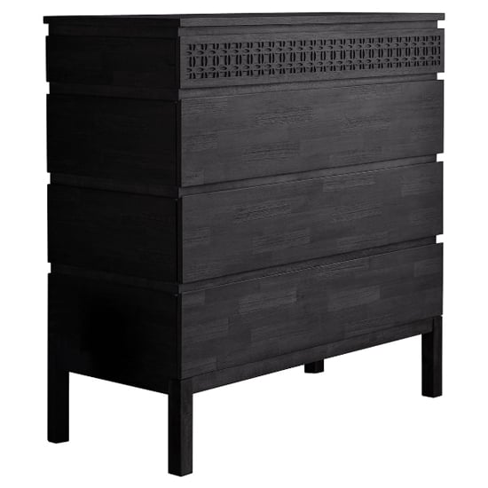 Bahia Wooden Chest Of 4 Drawers In Matt Black Charcoal