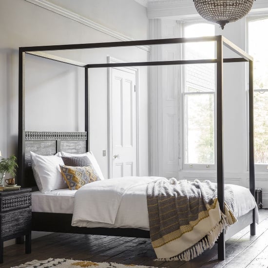 Bahia Wooden King Size Bed In Matt Black Charcoal