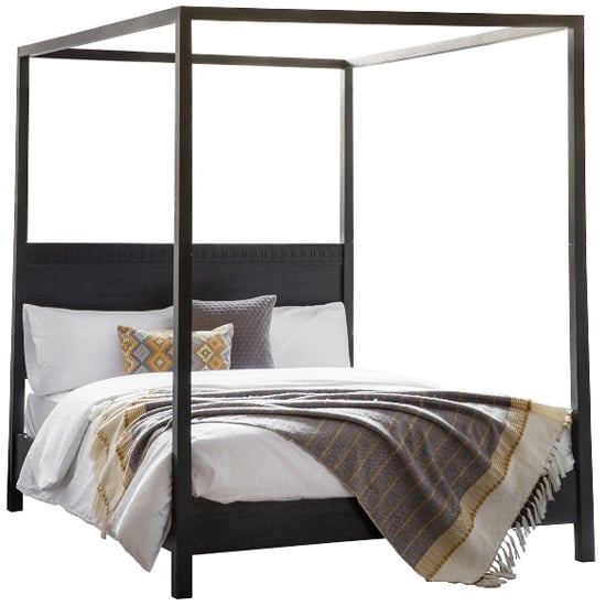 Bahia Wooden King Size Bed In Matt Black Charcoal