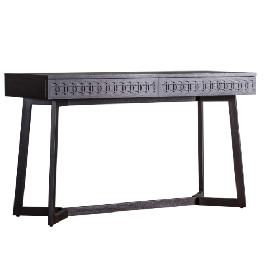 Bahia Wooden Laptop Desk With 2 Drawers In Black