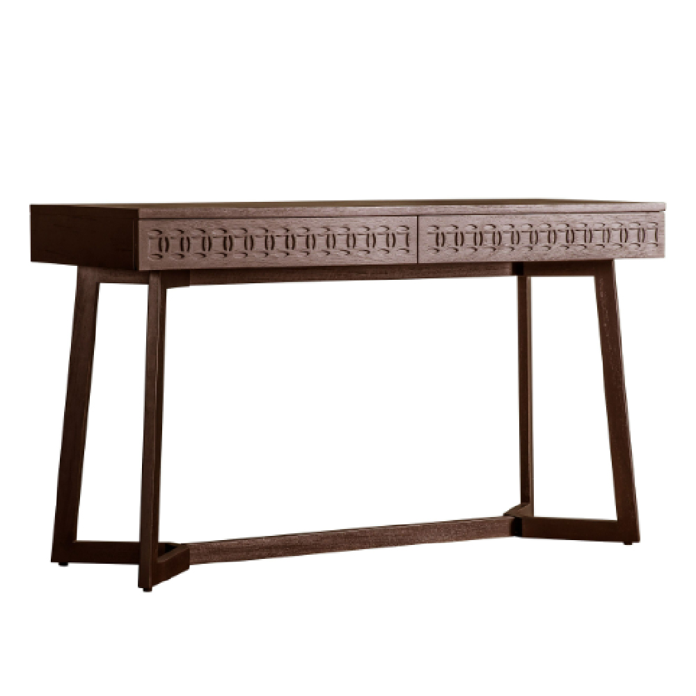 Bahia Wooden Laptop Desk With 2 Drawers In Brown