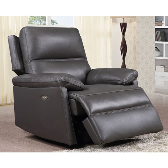 Bailey Faux Leather Recliner Armchair In Grey Furniture in Fashion