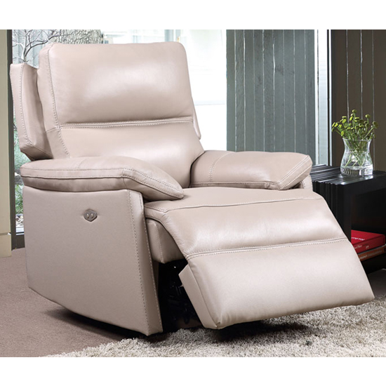 Bailey Faux Leather Recliner Armchair In Taupe Furniture in Fashion