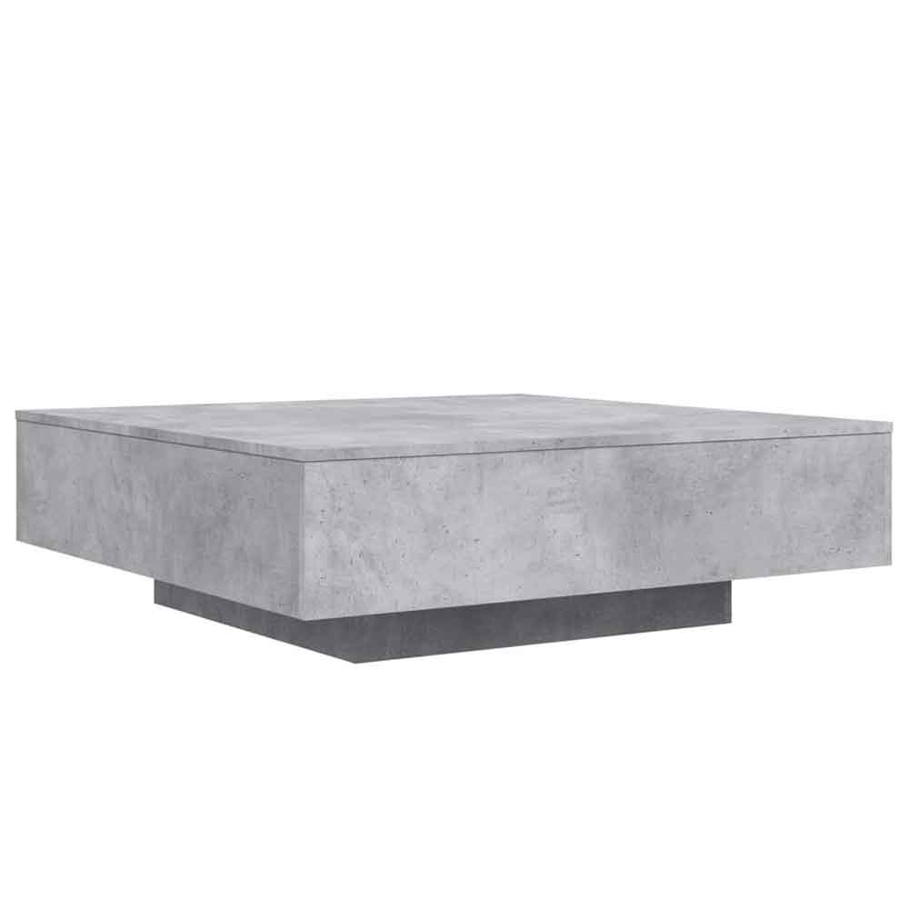 Baina 100cm Square Wooden Coffee Table With LED Light - Concrete Grey