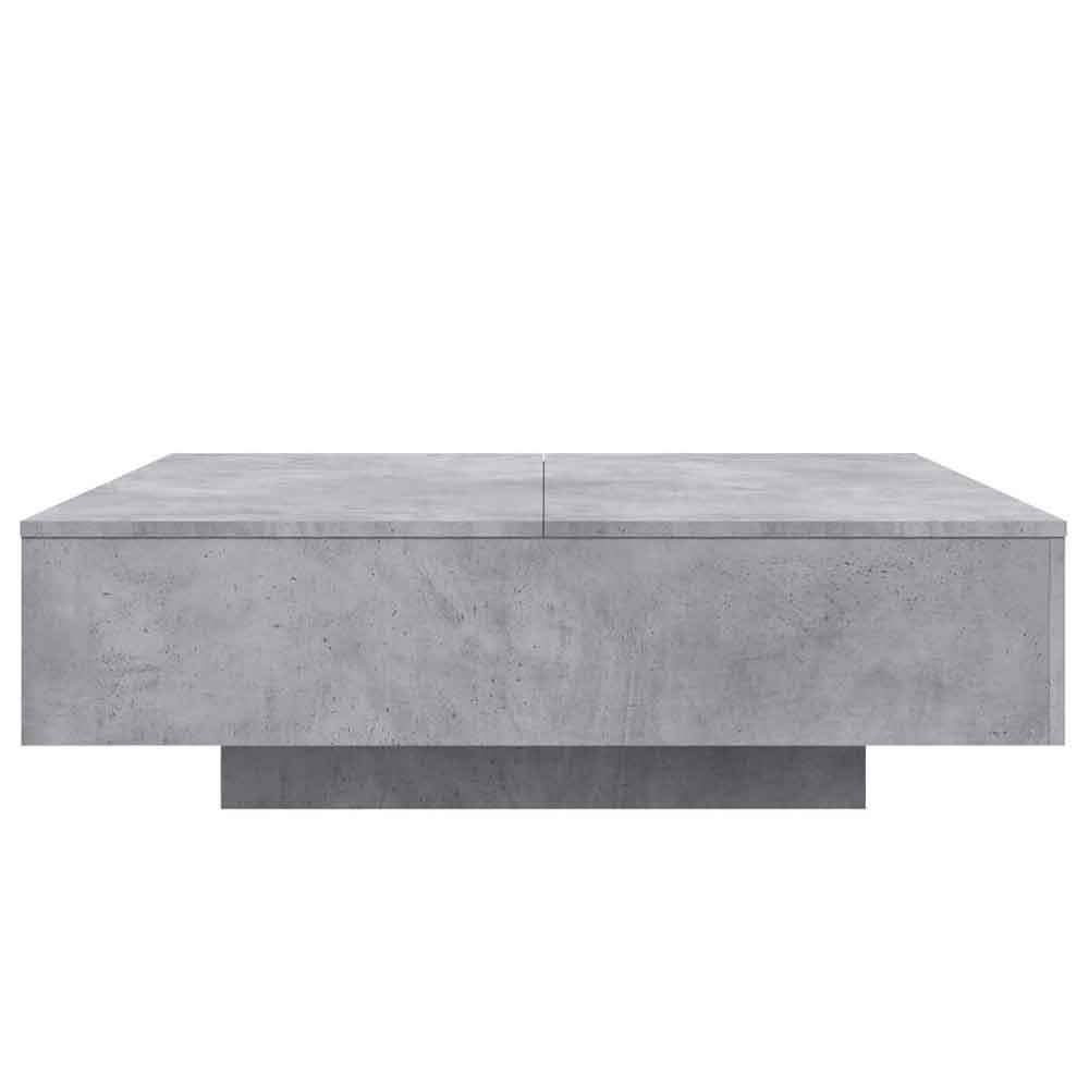 Baina 100cm Square Wooden Coffee Table With LED Light - Concrete Grey