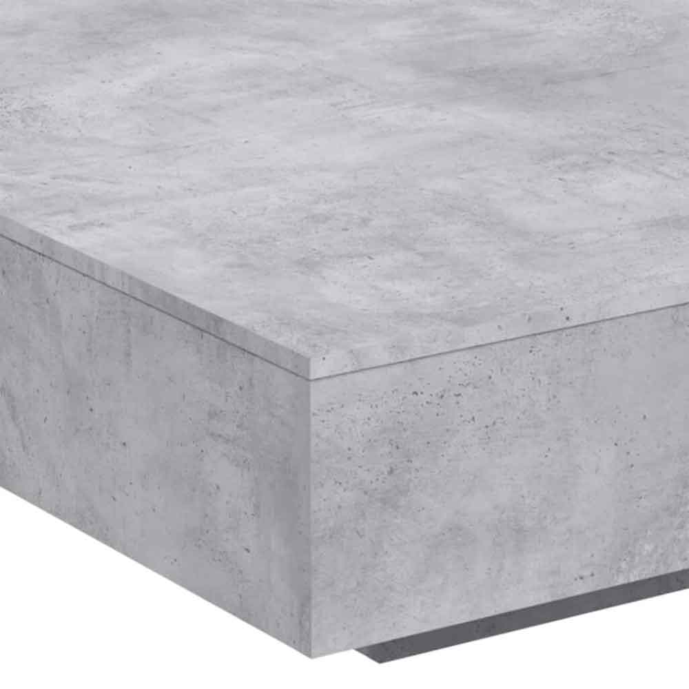 Baina 100cm Square Wooden Coffee Table With LED Light - Concrete Grey