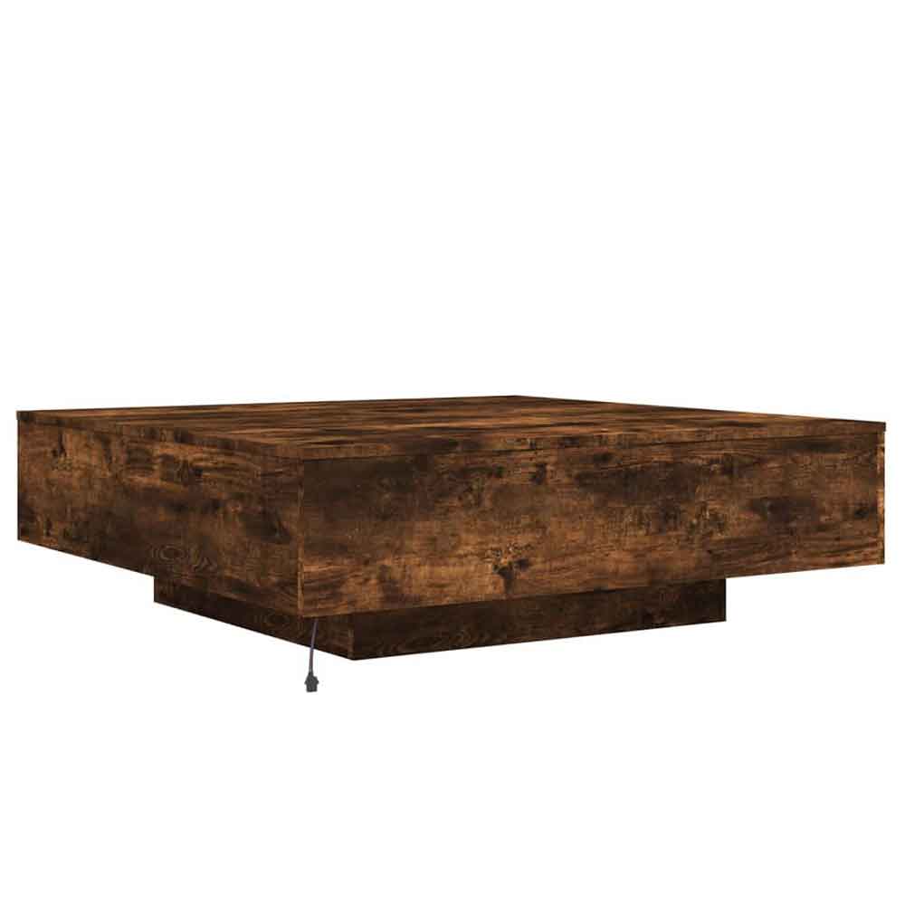 Baina 100cm Square Wooden Coffee Table With LED Light - Smoked Oak