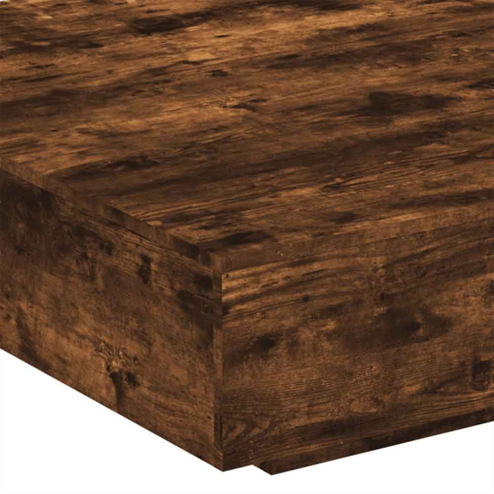 Baina 100cm Square Wooden Coffee Table With LED Light - Smoked Oak