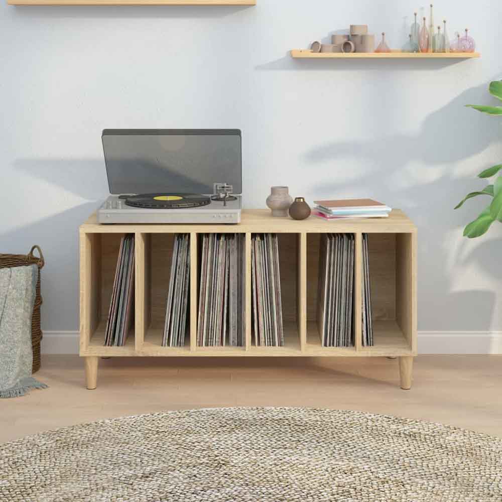 Baina 100cm Wooden Filing Cabinet With 6 Shelves And Oak Legs - Sonoma Oak