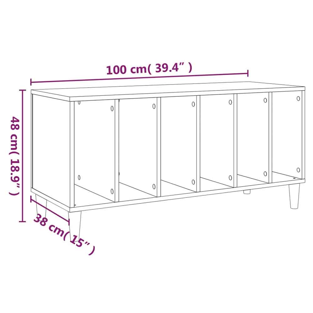 Baina 100cm Wooden Filing Cabinet With 6 Shelves And Oak Legs - Sonoma Oak