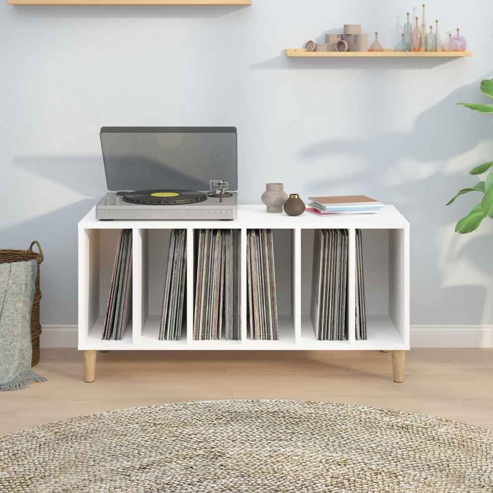 Baina 100cm Wooden Filing Cabinet With 6 Shelves And Oak Legs - White