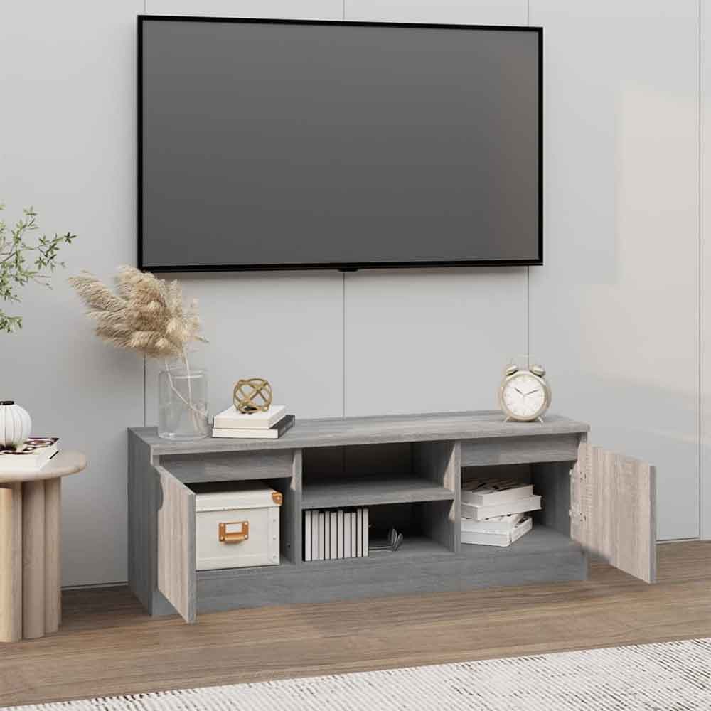 Baina 102cm Wooden TV Stand With 2 Doors - Grey Sonoma