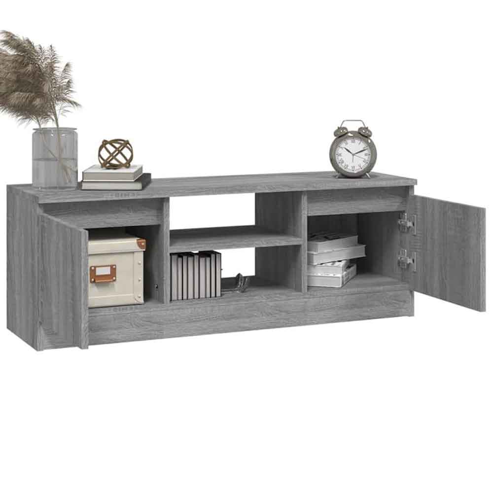 Baina 102cm Wooden TV Stand With 2 Doors - Grey Sonoma