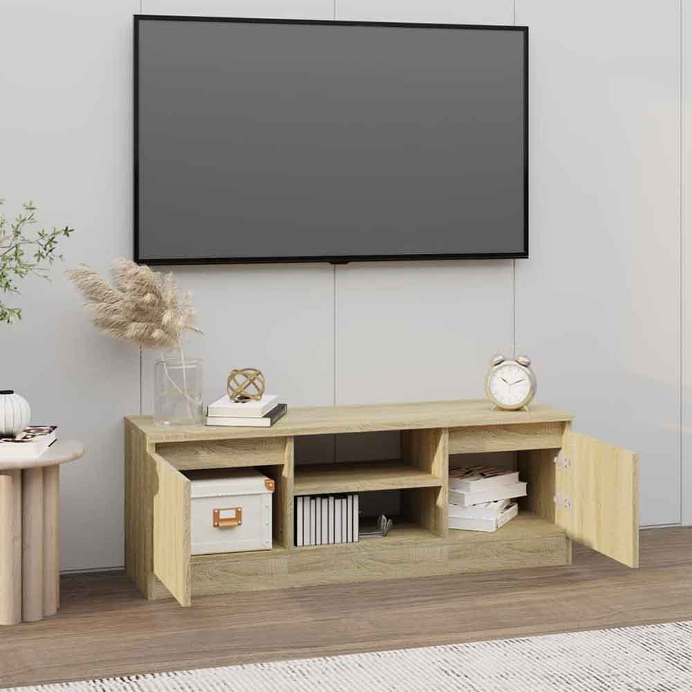 Baina 102cm Wooden TV Stand With 2 Doors - Sonoma Oak