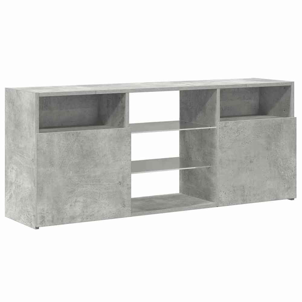 Baina 120cm Wooden TV Sideboard With 2 Doors And LED Lighting - Concrete Grey