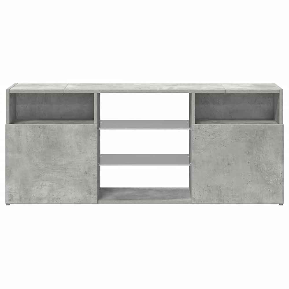 Baina 120cm Wooden TV Sideboard With 2 Doors And LED Lighting - Concrete Grey