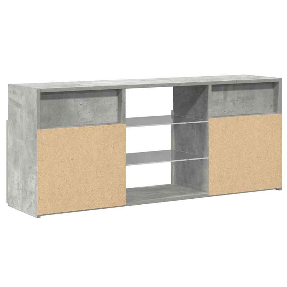 Baina 120cm Wooden TV Sideboard With 2 Doors And LED Lighting - Concrete Grey