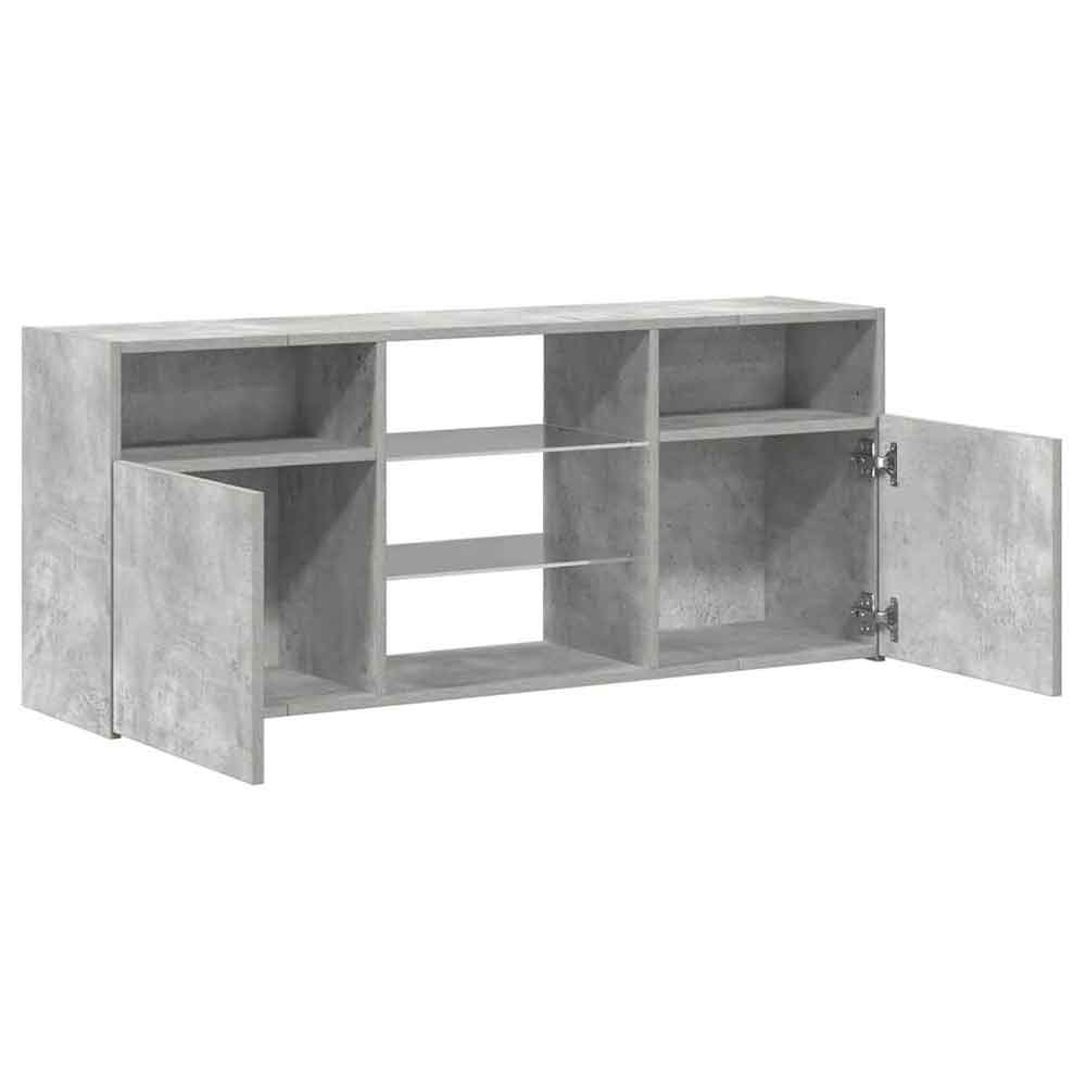 Baina 120cm Wooden TV Sideboard With 2 Doors And LED Lighting - Concrete Grey