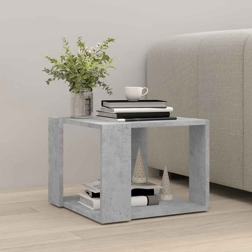 Baina 40cm Square Wooden Coffee Table - Concrete Grey