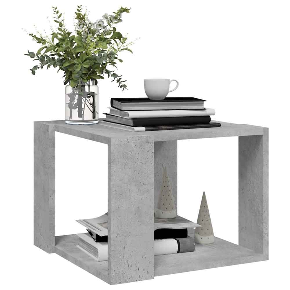 Baina 40cm Square Wooden Coffee Table - Concrete Grey