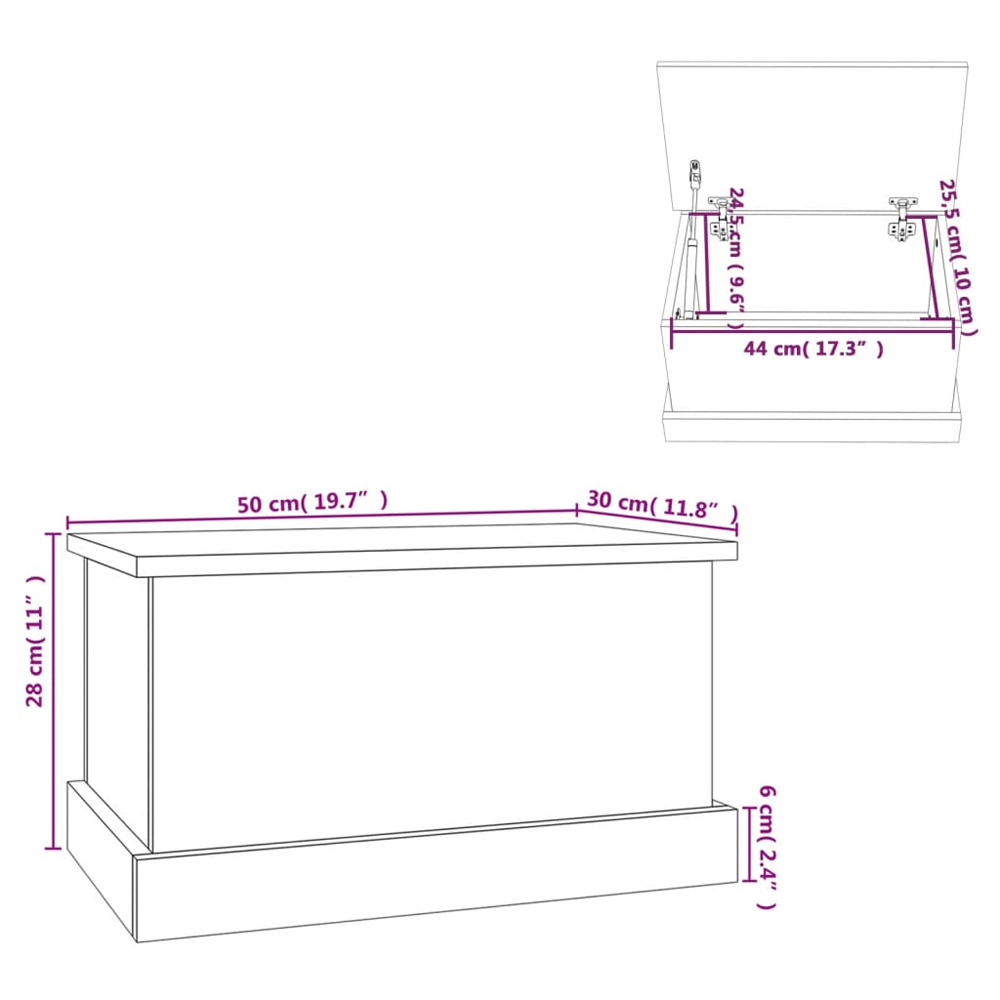 Baina 50cm Wooden Storage Box - Smoked Oak