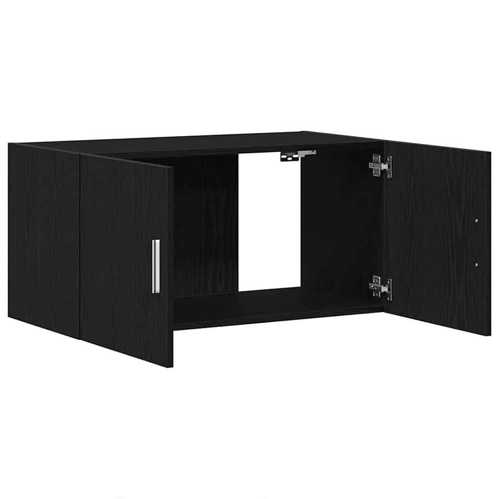 Baina 80cm Wall Hung Wooden Storage Cabinet With 2 Doors - Black Oak