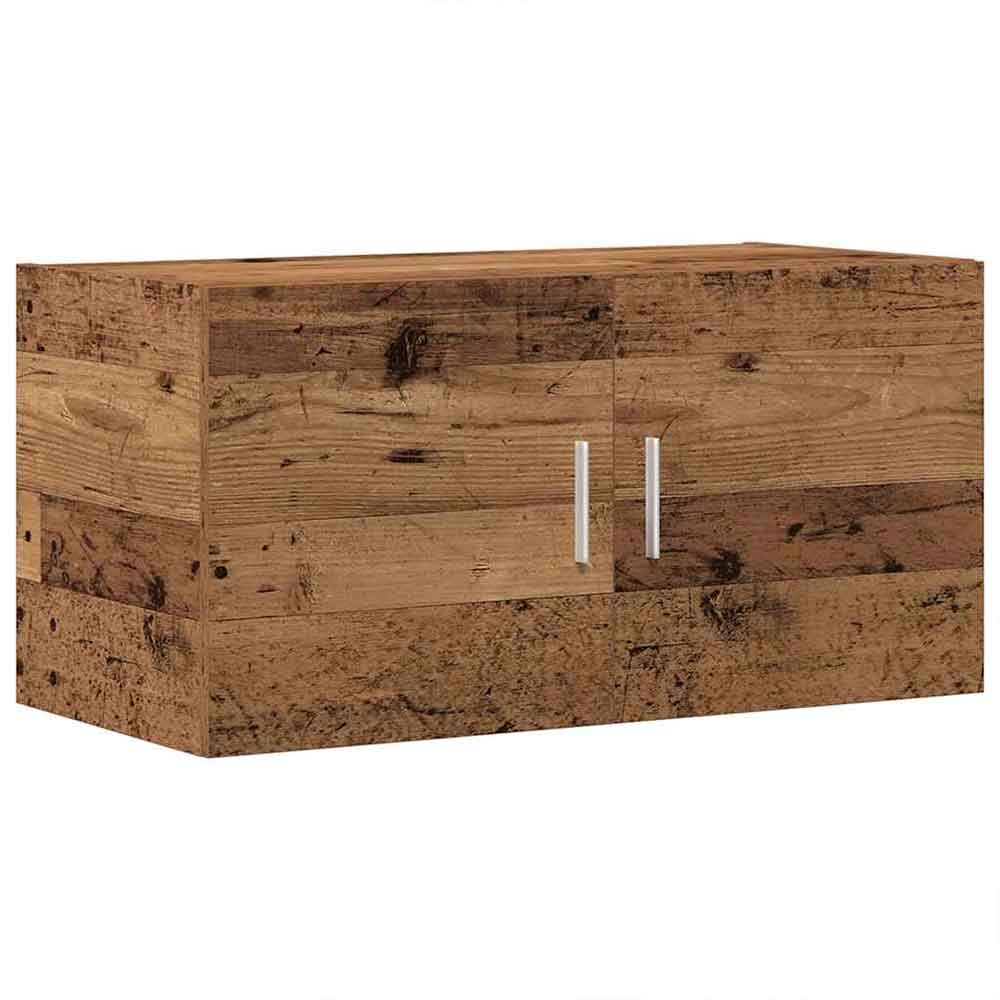 Baina 80cm Wall Hung Wooden Storage Cabinet With 2 Doors - Brown