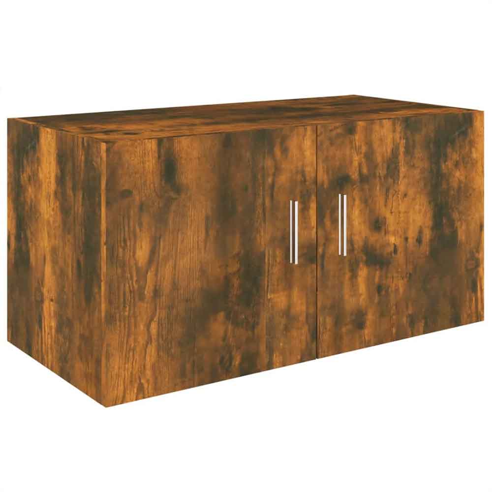 Baina 80cm Wall Hung Wooden Storage Cabinet With 2 Doors - Smoked Oak