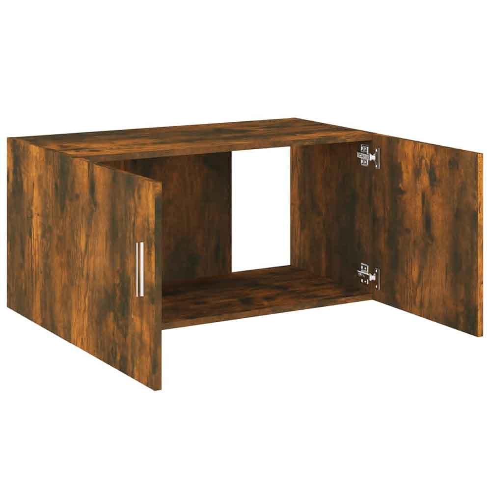 Baina 80cm Wall Hung Wooden Storage Cabinet With 2 Doors - Smoked Oak