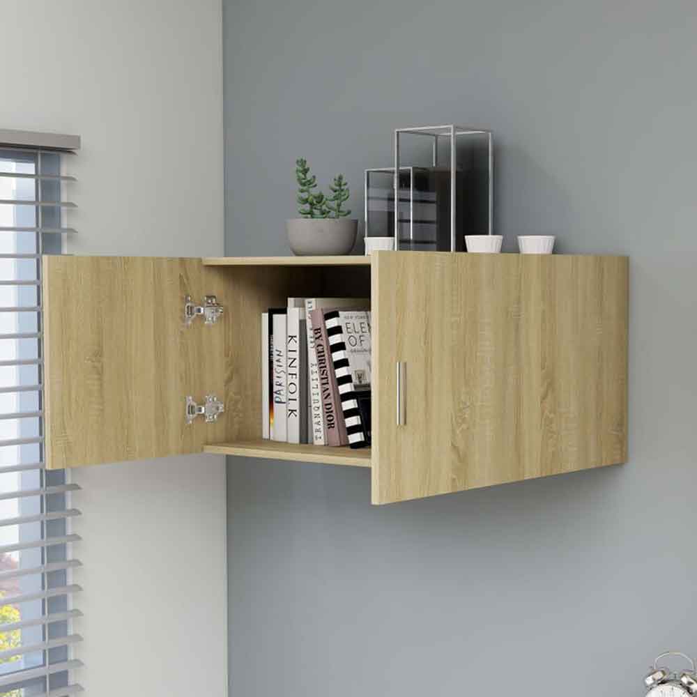 Baina 80cm Wall Hung Wooden Storage Cabinet With 2 Doors - Sonoma Oak