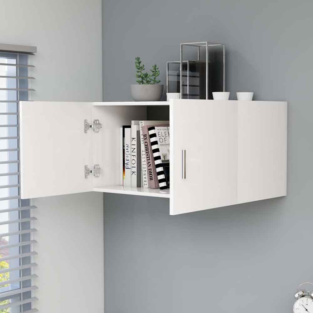 Baina 80cm Wall Hung Wooden Storage Cabinet With 2 Doors - White