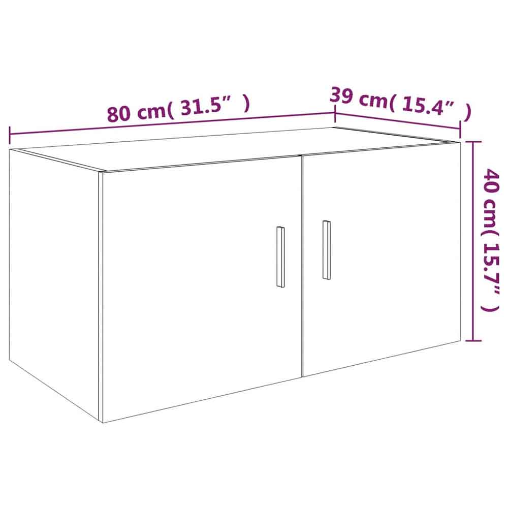 Baina 80cm Wall Hung Wooden Storage Cabinet With 2 Doors - White