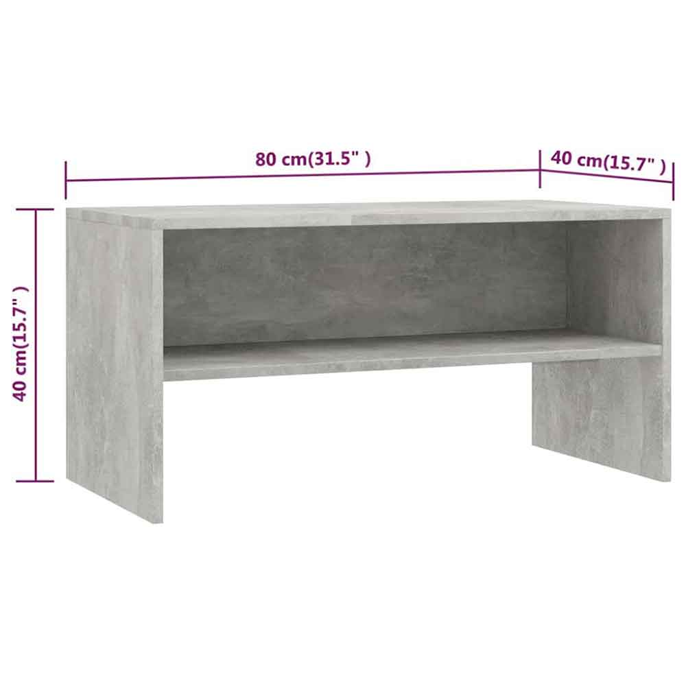 Baina 80cm Wooden TV Stand - Concrete Grey