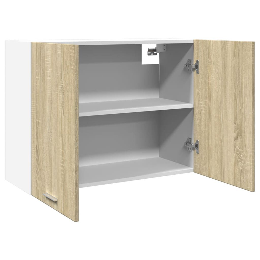 Baina 80cm Wooden Wall Hung Storage Cabinet With 2 Doors - Sonoma Oak/White