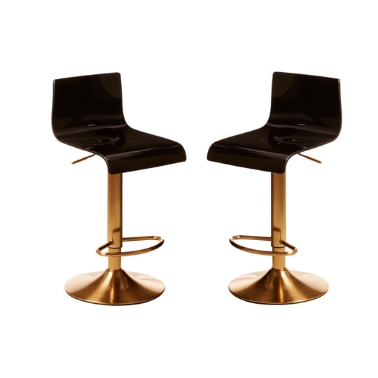 Product photograph of Baino Black Acrylic Bar Chairs With Gold Base In A Pair from Furniture in Fashion