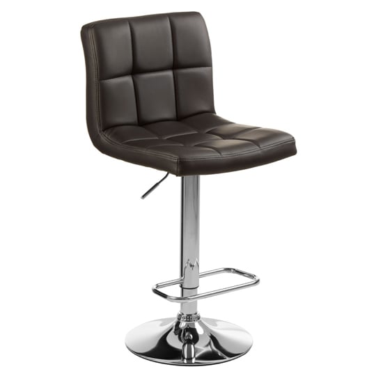 Baino Black Quilted Bar Stool With Chrome Base In Pair  _2