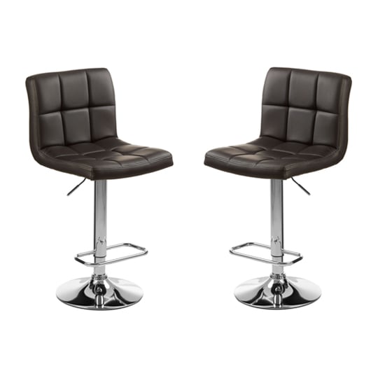 Product photograph of Baino Black Faux Leather Bar Chairs With Chrome Base In A Pair from Furniture in Fashion