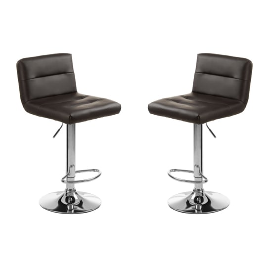 Photo of Baino black leather bar chairs with chrome base in a pair