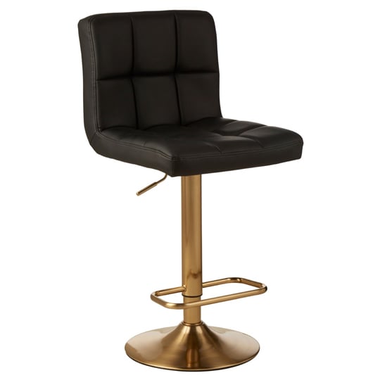 Baino Black Leather Bar Stool With Gold Base In Pair_2