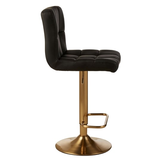 Baino Black Leather Bar Stool With Gold Base In Pair_3
