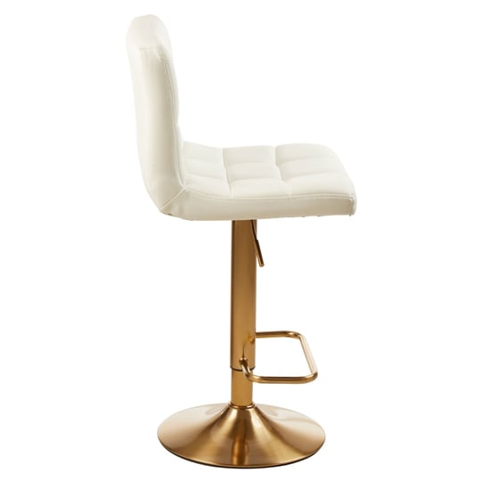 Baino White Faux Leather Bar Chairs With Gold Base In A Pair
