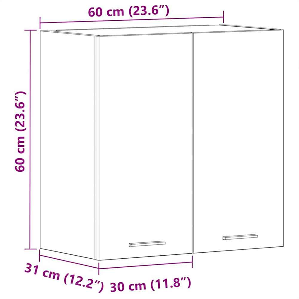 Baina Wall Hung Wooden Storage Cabinet With 2 Doors - Sonoma Oak/White