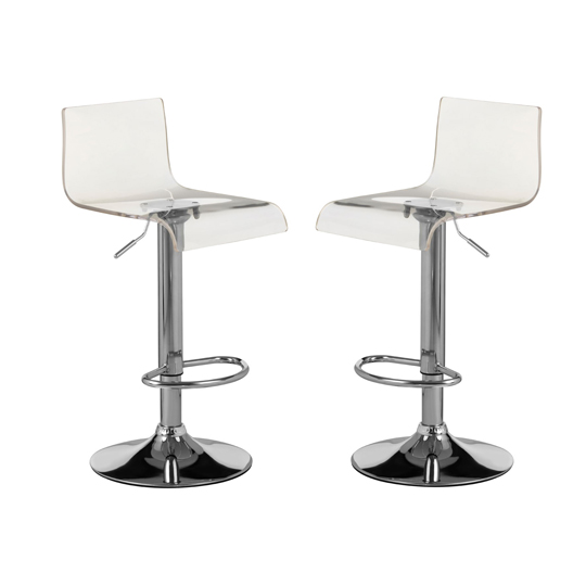 Read more about Baino clear acrylic bar chairs with chrome base in a pair