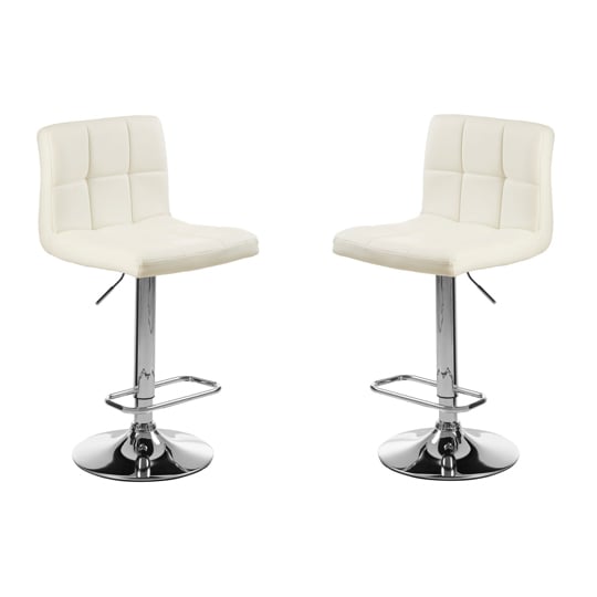 Read more about Baino white faux leather bar chairs with chrome base in a pair