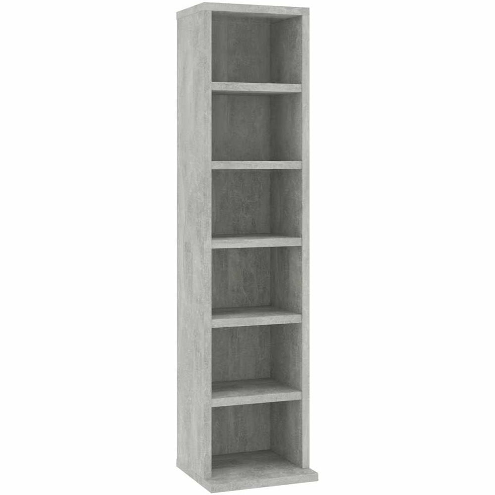 Baina Wooden Bookcase With 6 Shelves - Concrete Grey