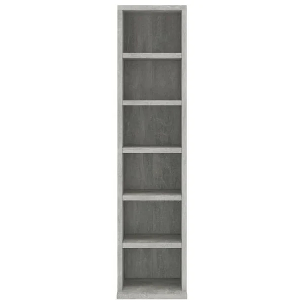 Baina Wooden Bookcase With 6 Shelves - Concrete Grey