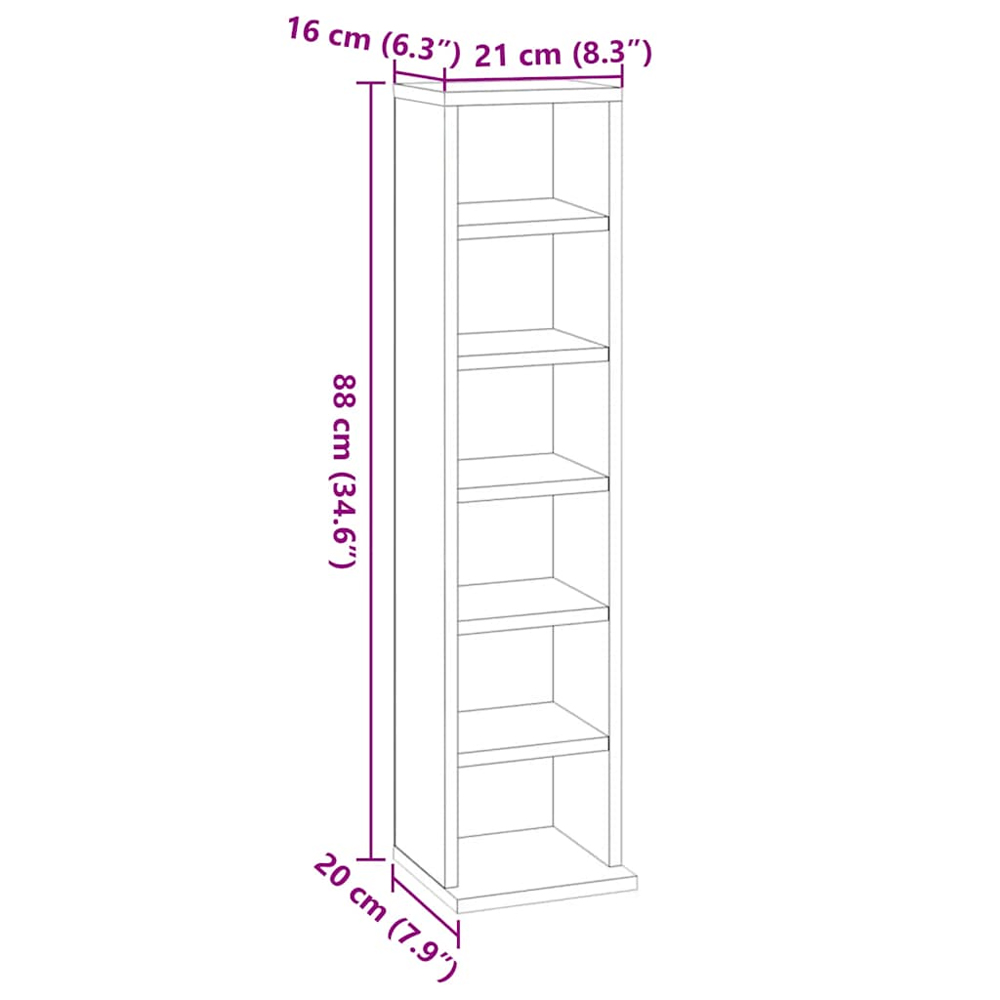 Baina Wooden Bookcase With 6 Shelves - Sonoma Oak