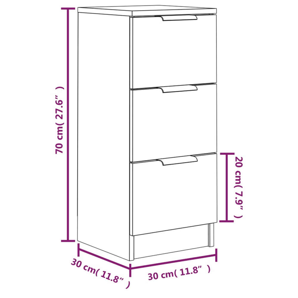 Baina Wooden Chest Of 3 Drawers - Grey Sonoma