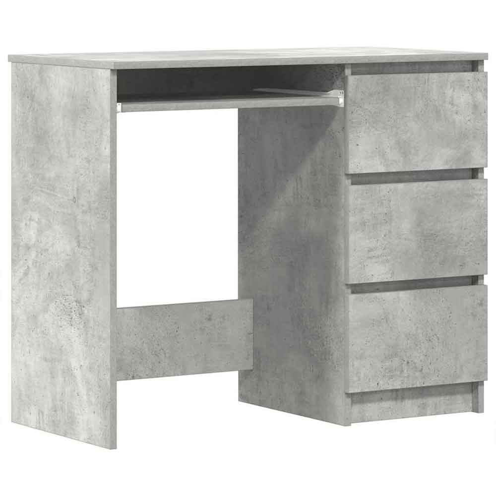 Baina Wooden Computer Desk With 3 Drawers - Concrete Grey