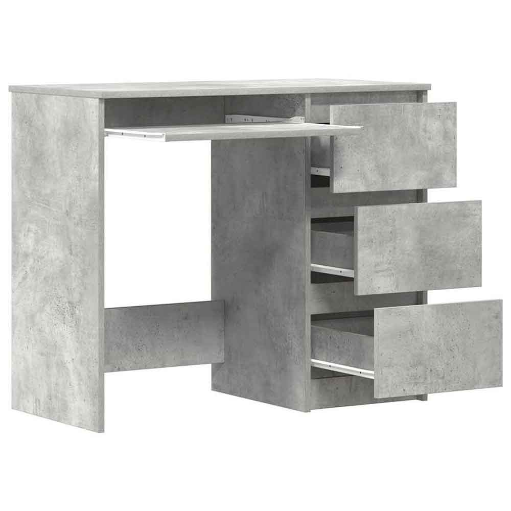 Baina Wooden Computer Desk With 3 Drawers - Concrete Grey